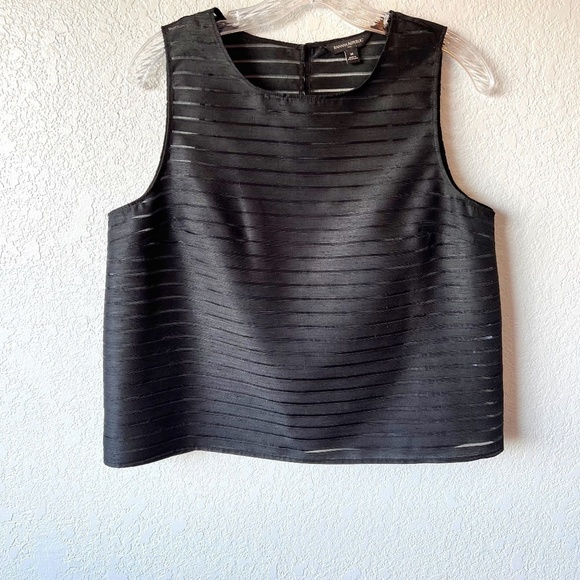 Banana Republic striped solid and sheer black top - Picture 1 of 10